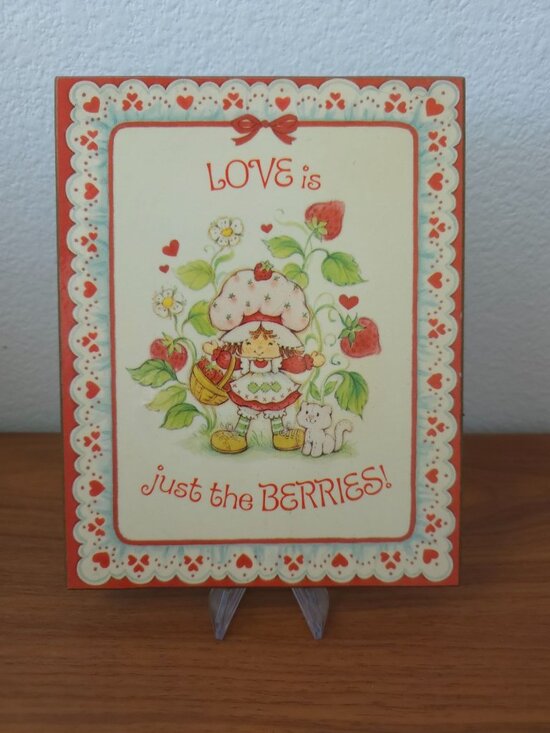 American Greetings Other - Vintage 1980 Strawberry Shortcake LOVE IS JUST THE BERRIES! Wooden Plaque - USA